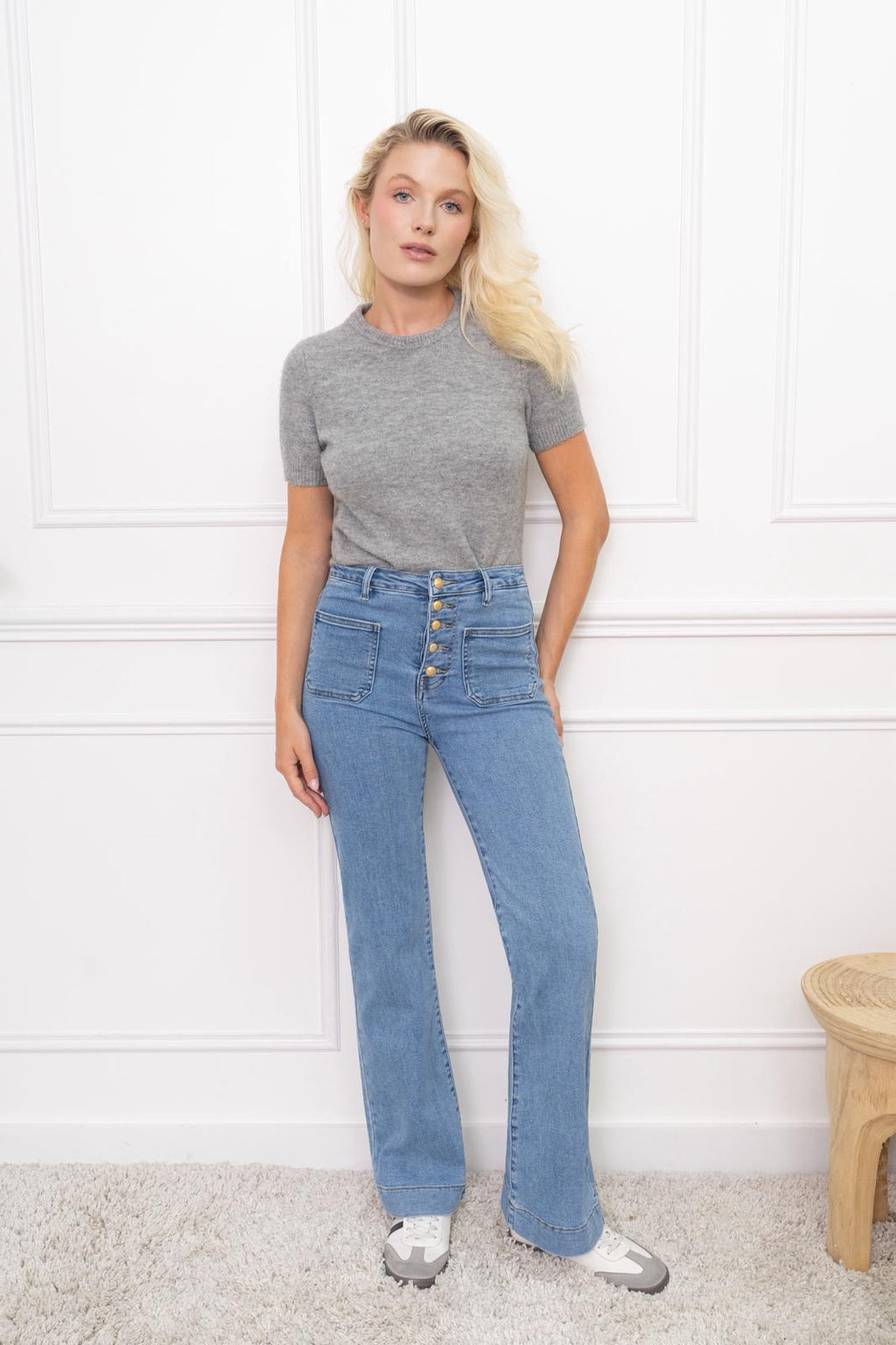 Broek Sara spijker met knopen Y6188R#