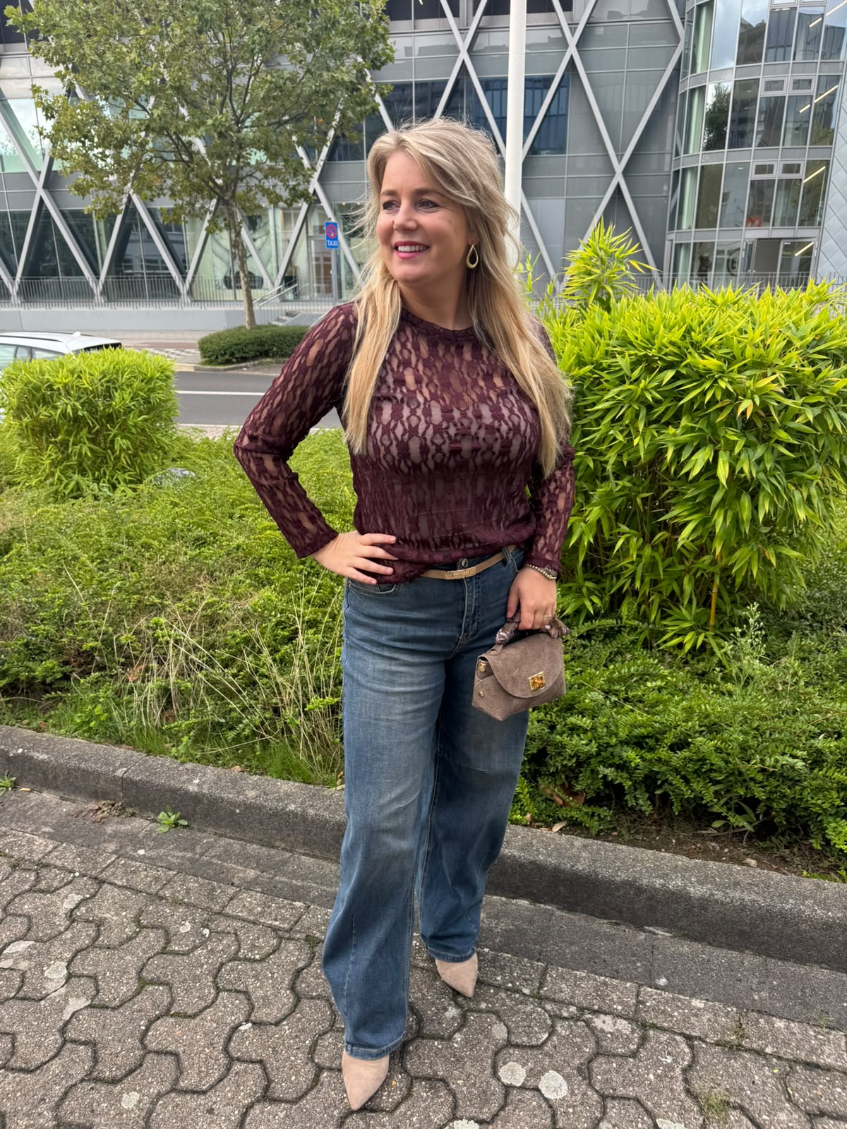 Top Dava Kanten top bordeaux