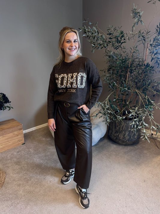 Trui bruin SOHO panter