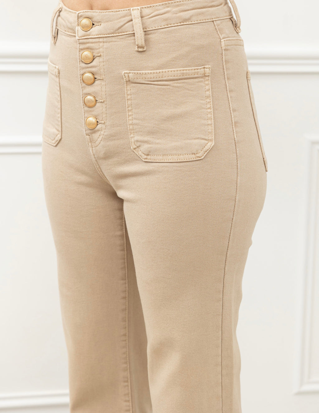 Broek Sara beige met knopen Y6188G#