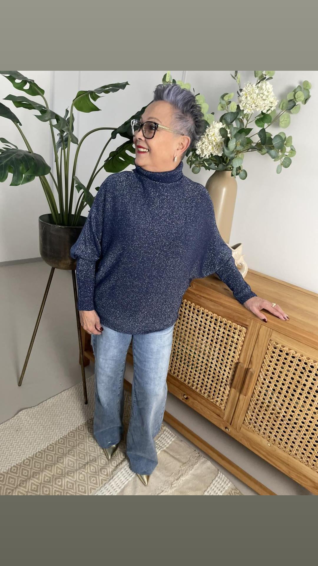 Donkerblauwe glitter kol