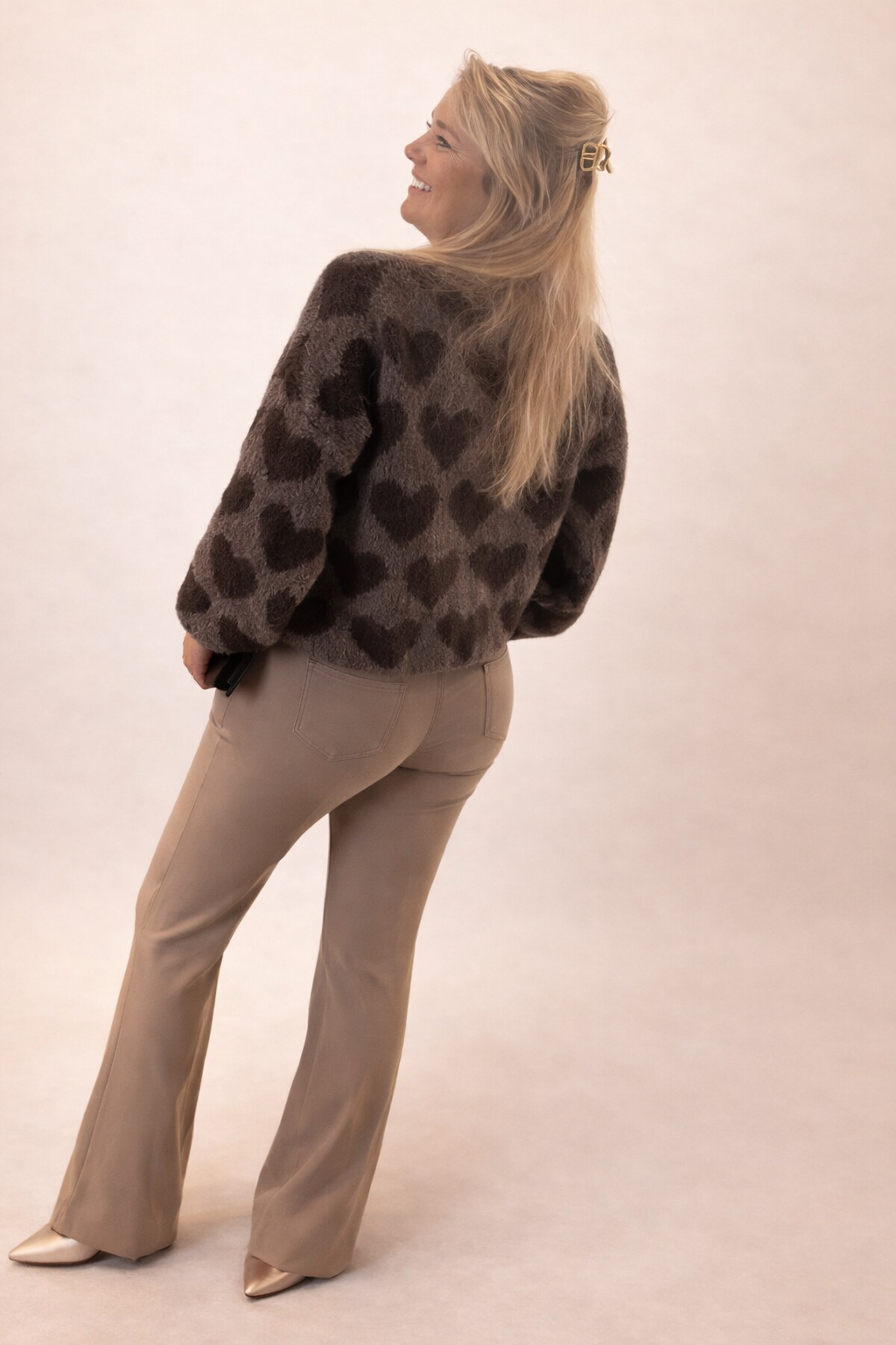 Legging met bies taupe