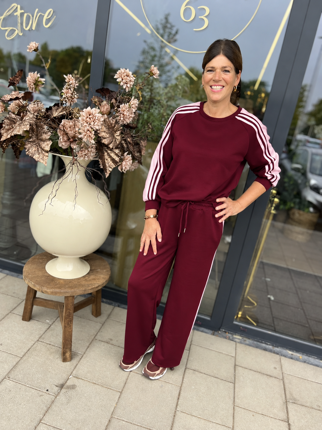 Huispak met bies bordeaux rood