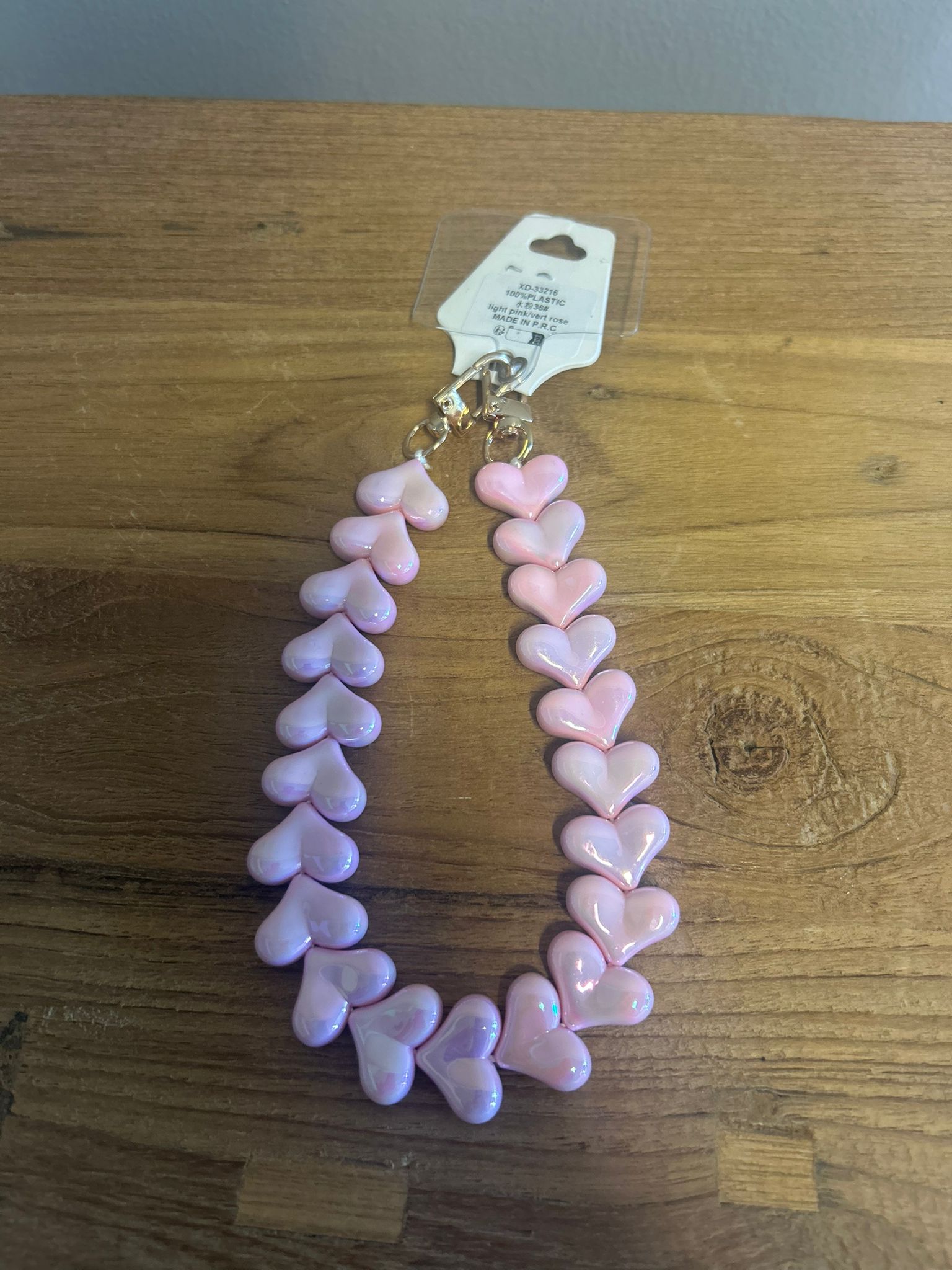 Telefoonkoord hartjes roze