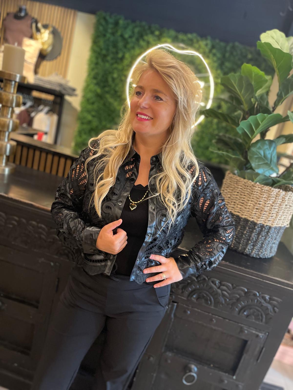 Blouse Leatherlook zwart