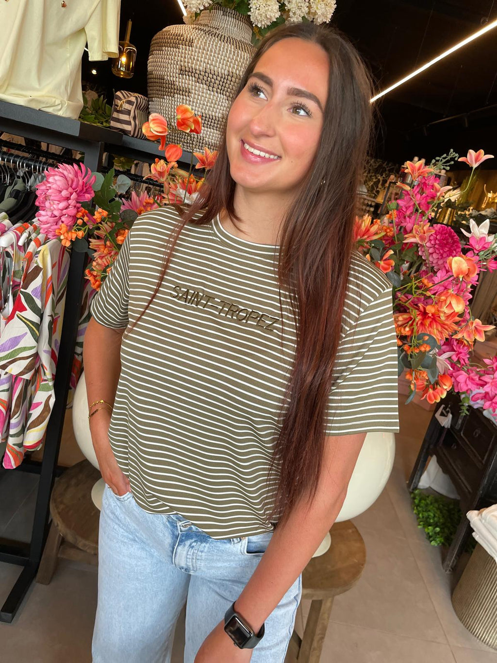 T-shirt gestreept Saint Tropez gestreept donker