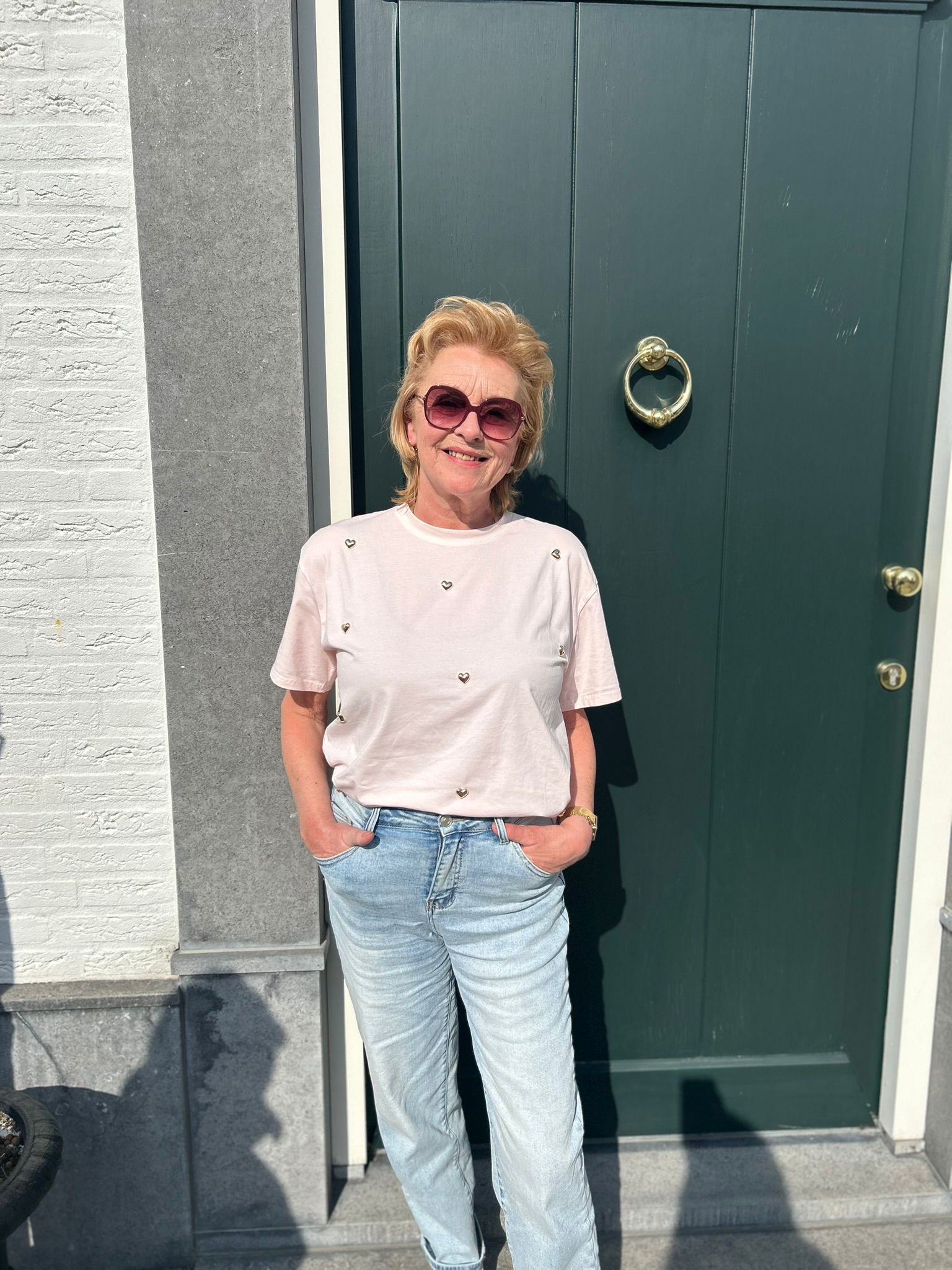 Shirt hartjes lichtroze