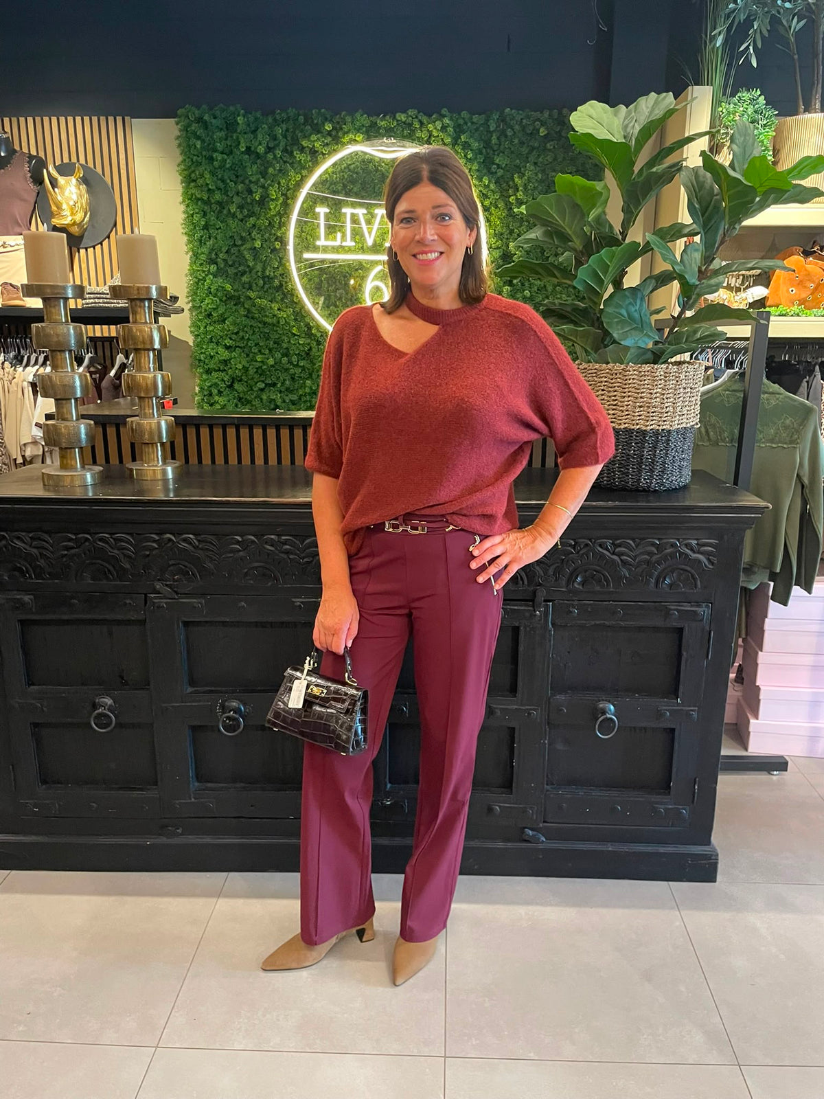 Angelle milan - Straight broek bordeaux 2112A