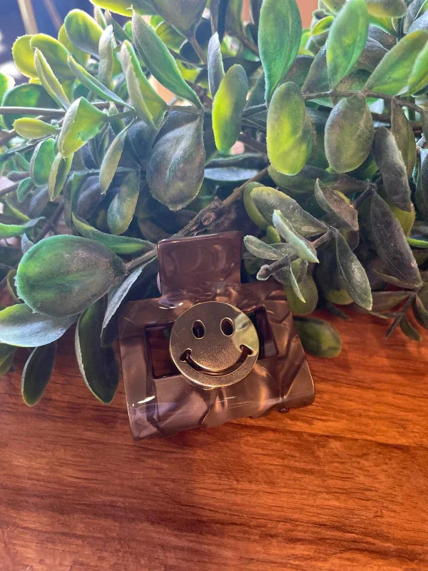 Haarklem bruin marmer met smiley