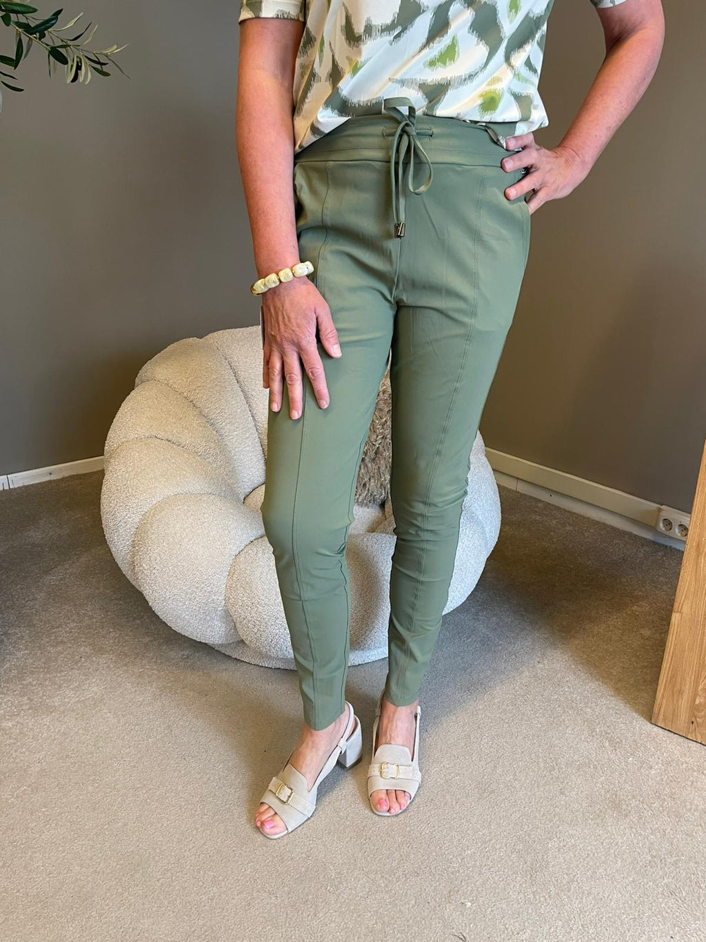 Mi Piace broek smalle pijp Olive MP202016