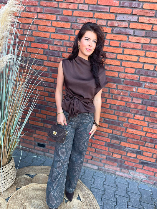 Jeans slangenprint bruin