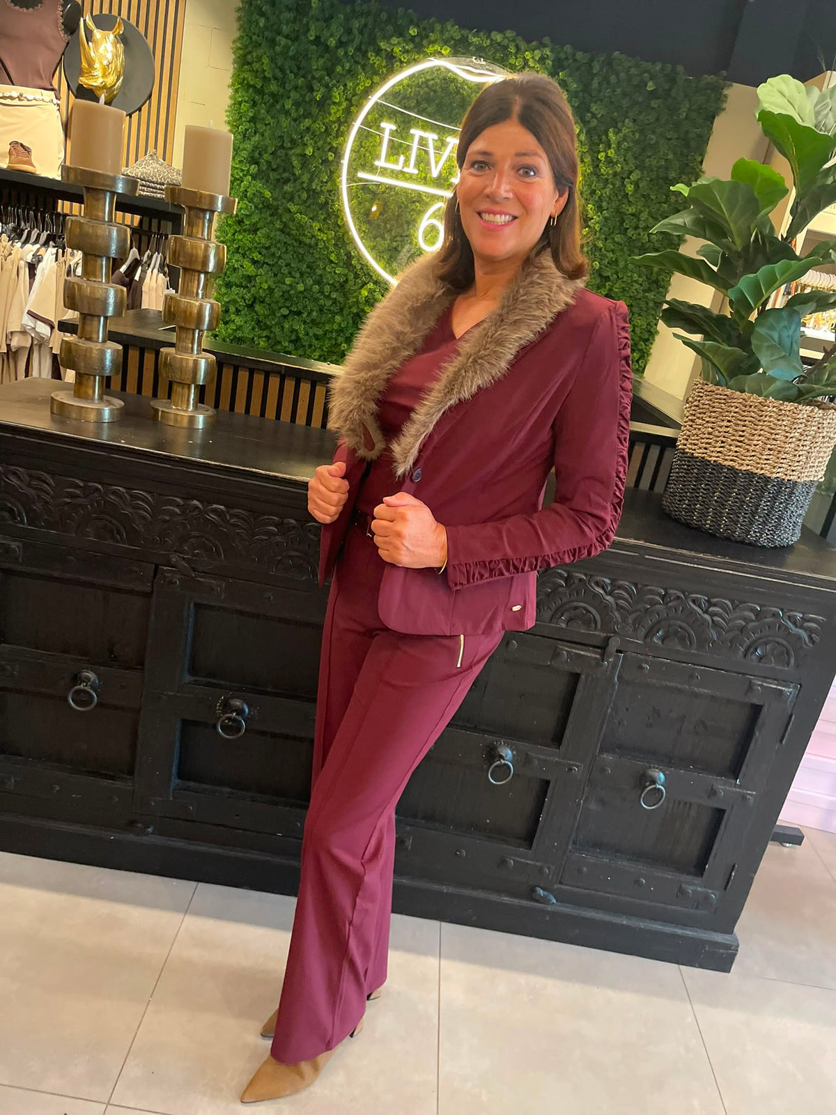 Angelle milan - Straight broek bordeaux 2112A