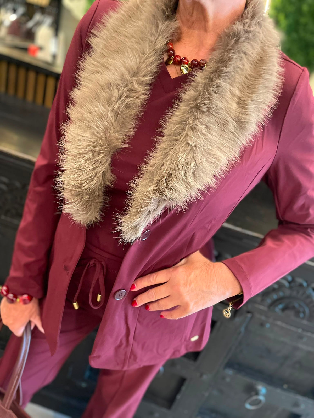 Angelle milan - Blazer lang bordeaux 1582