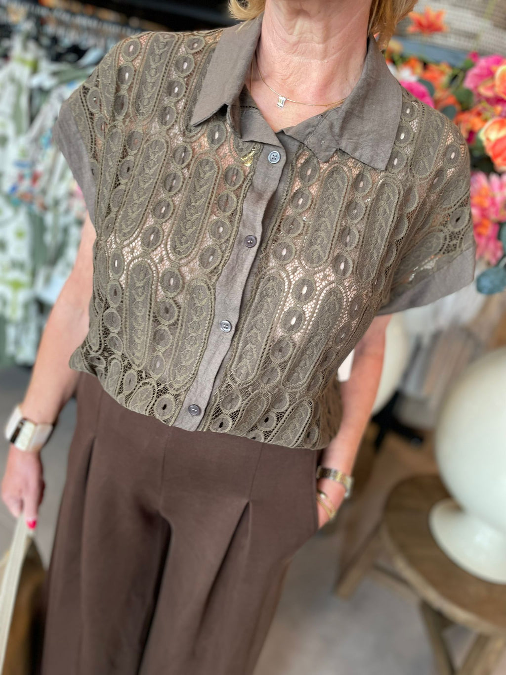 Blouse gehaakt Jeltje bruin