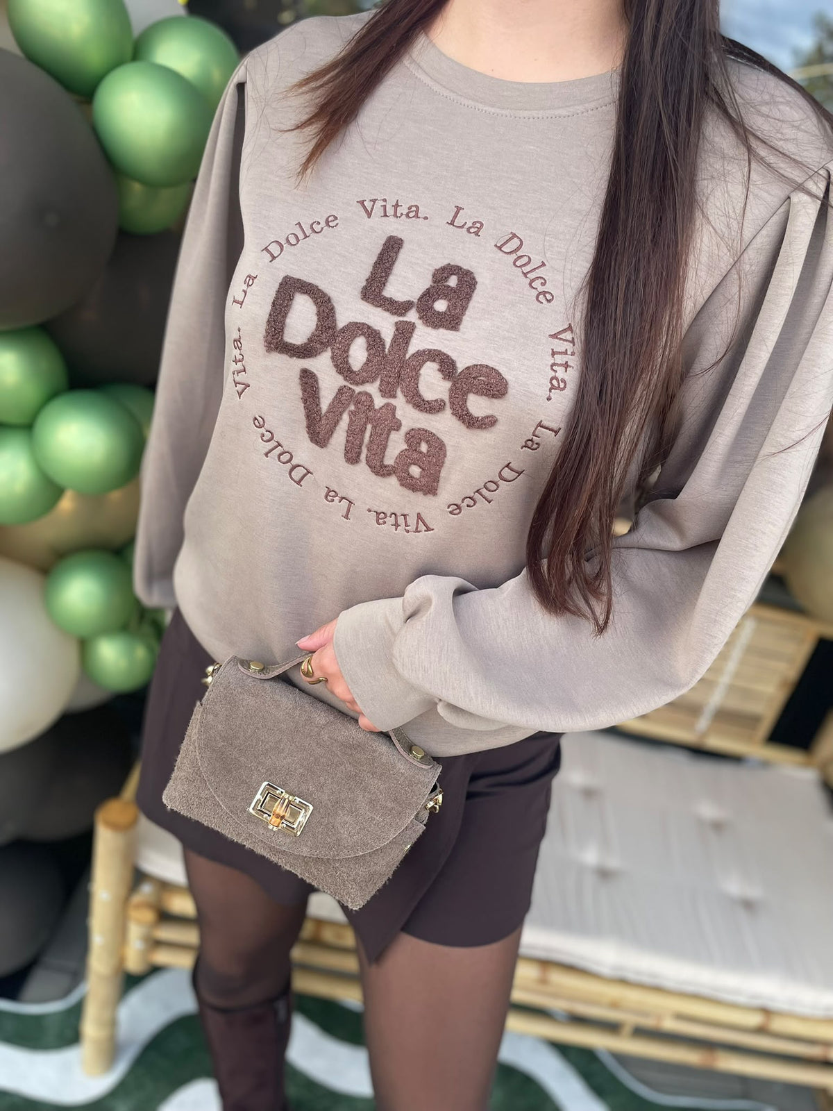 Trui la dolce vita taupe