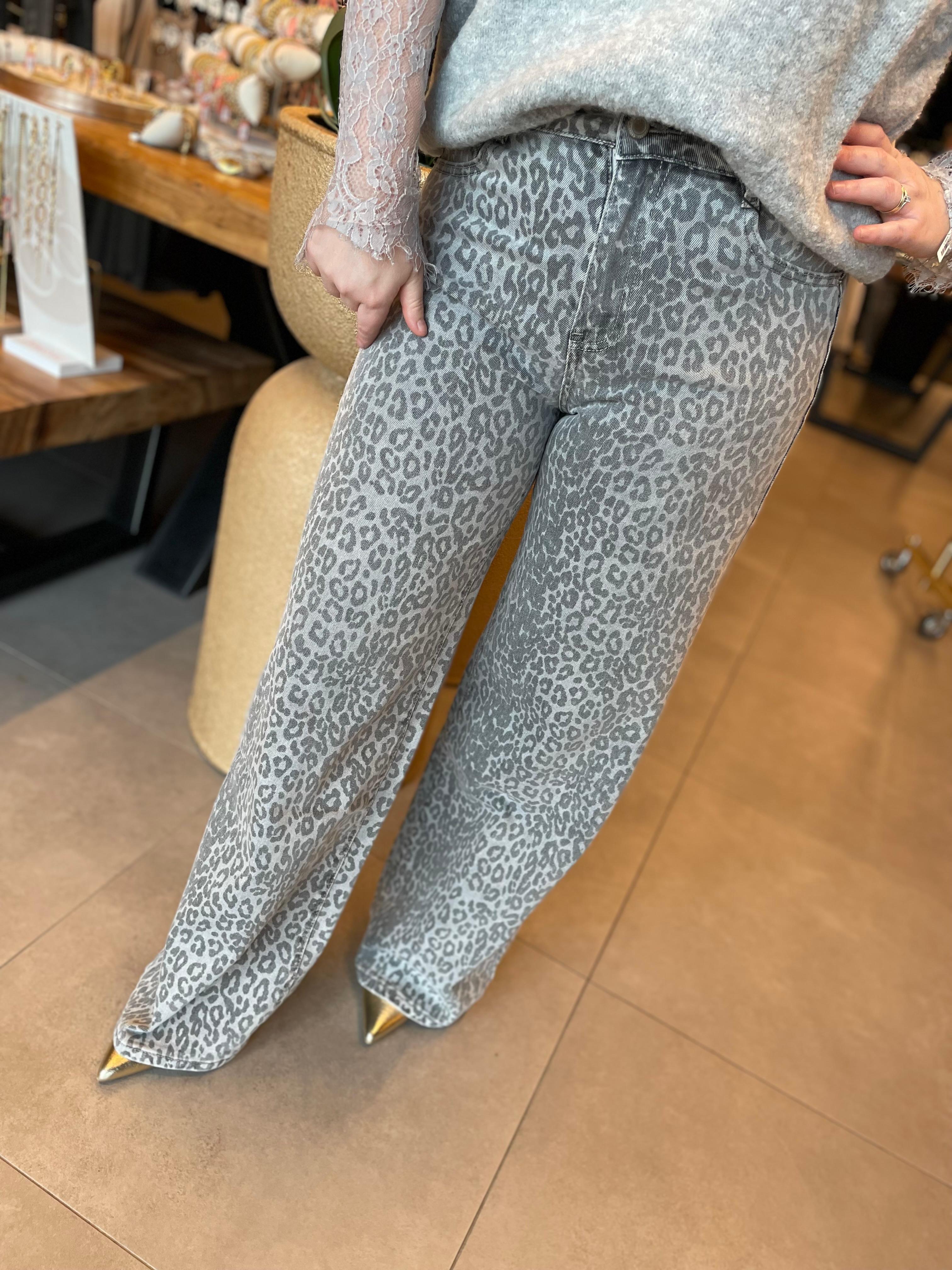 Jeans panterprint grijs Nola T6054-1