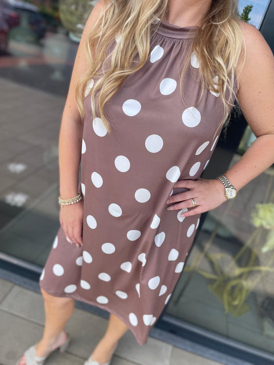 Halterjurk Polka taupe