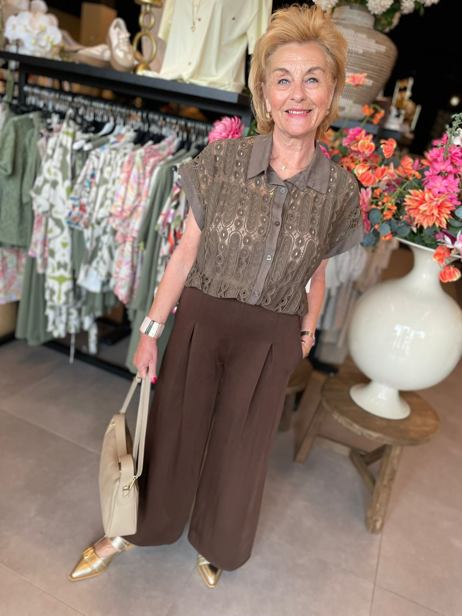 Blouse gehaakt Jeltje bruin