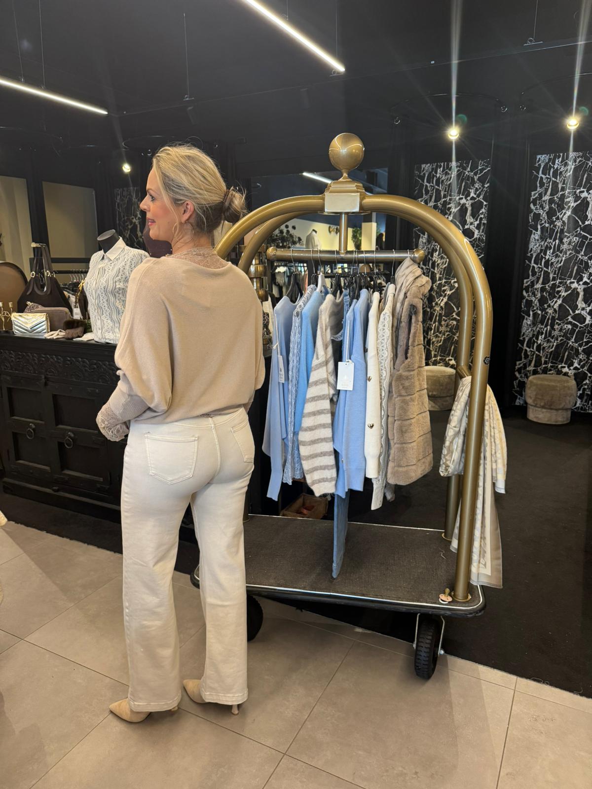 Vleermuis trui Vive beige