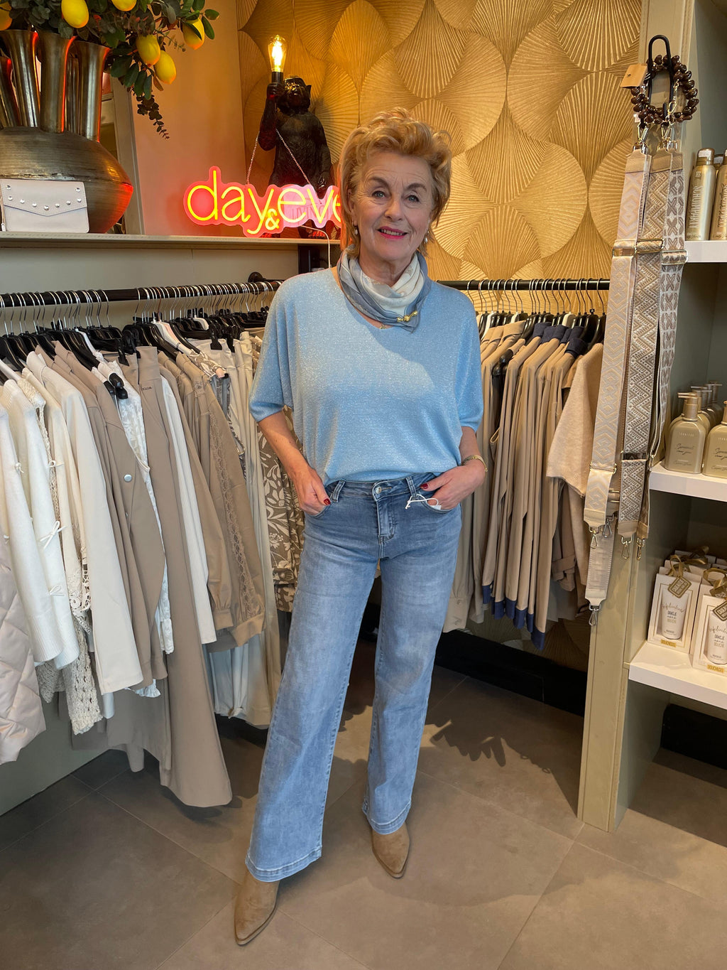 Triple Nine top Isa glitter blauw