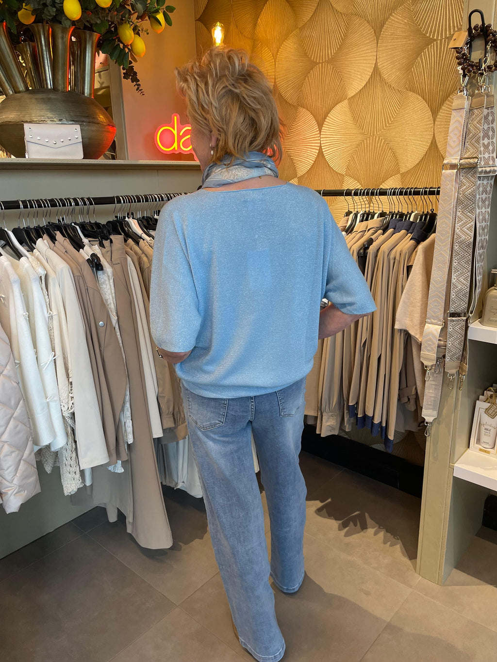 Triple Nine top Isa glitter blauw