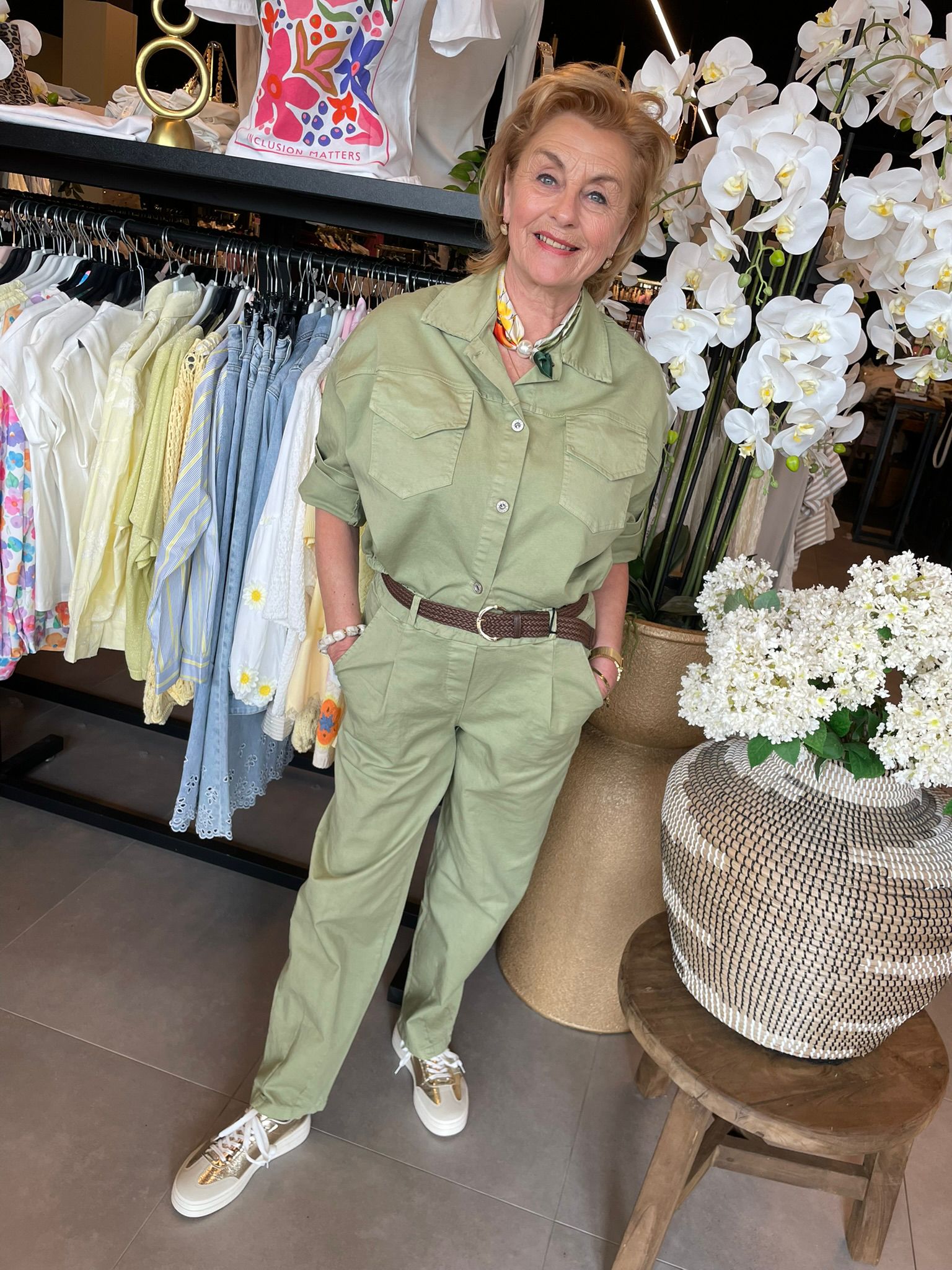 Groen spijkerpak Vaya blouse