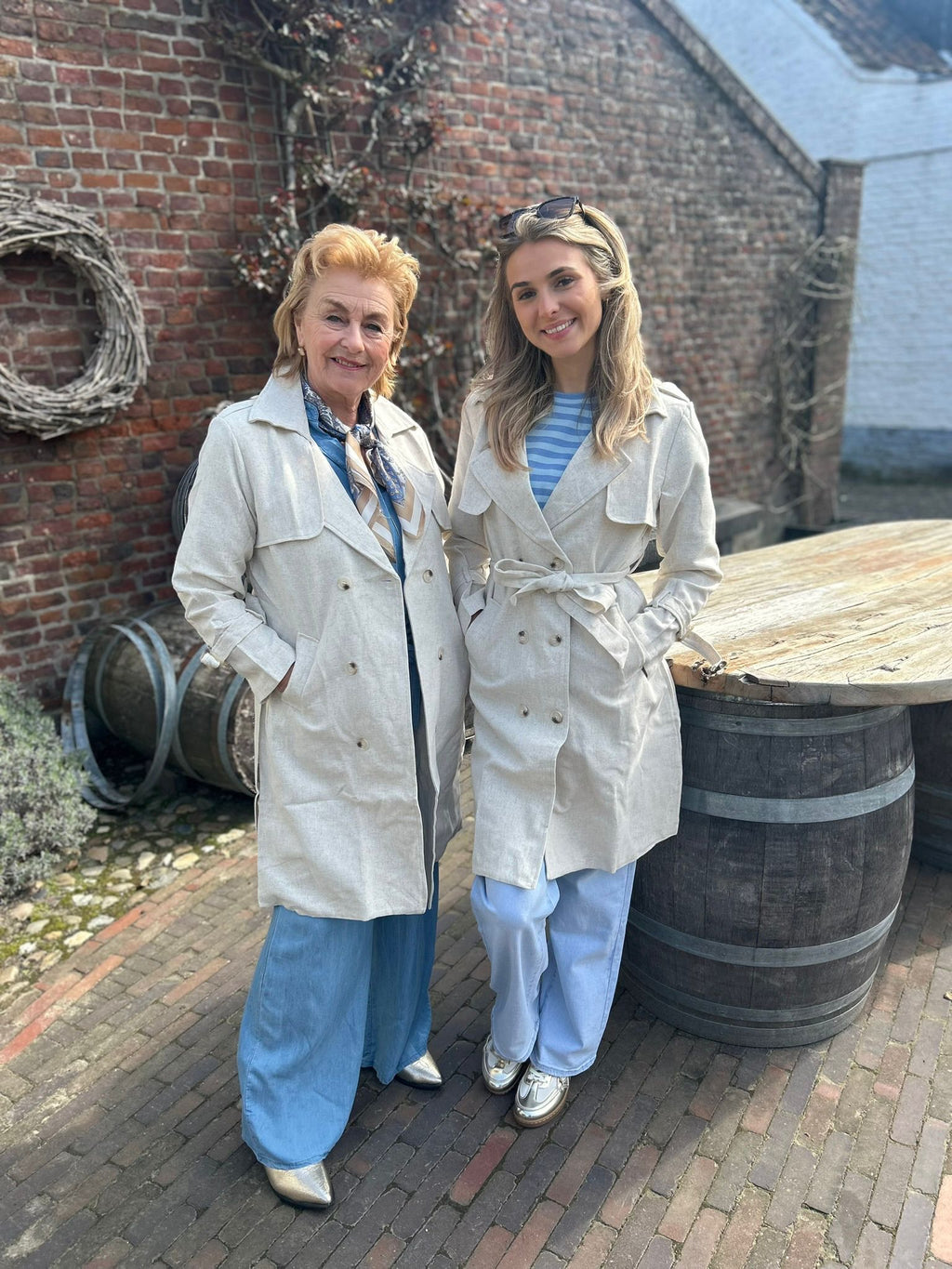 Lange Trenchcoat linnen