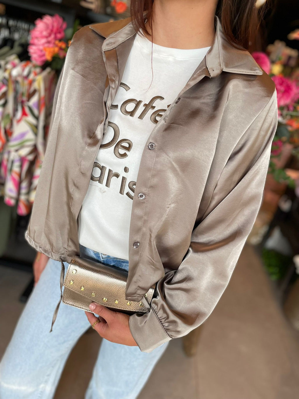 Blouse Satijn Jetty taupe