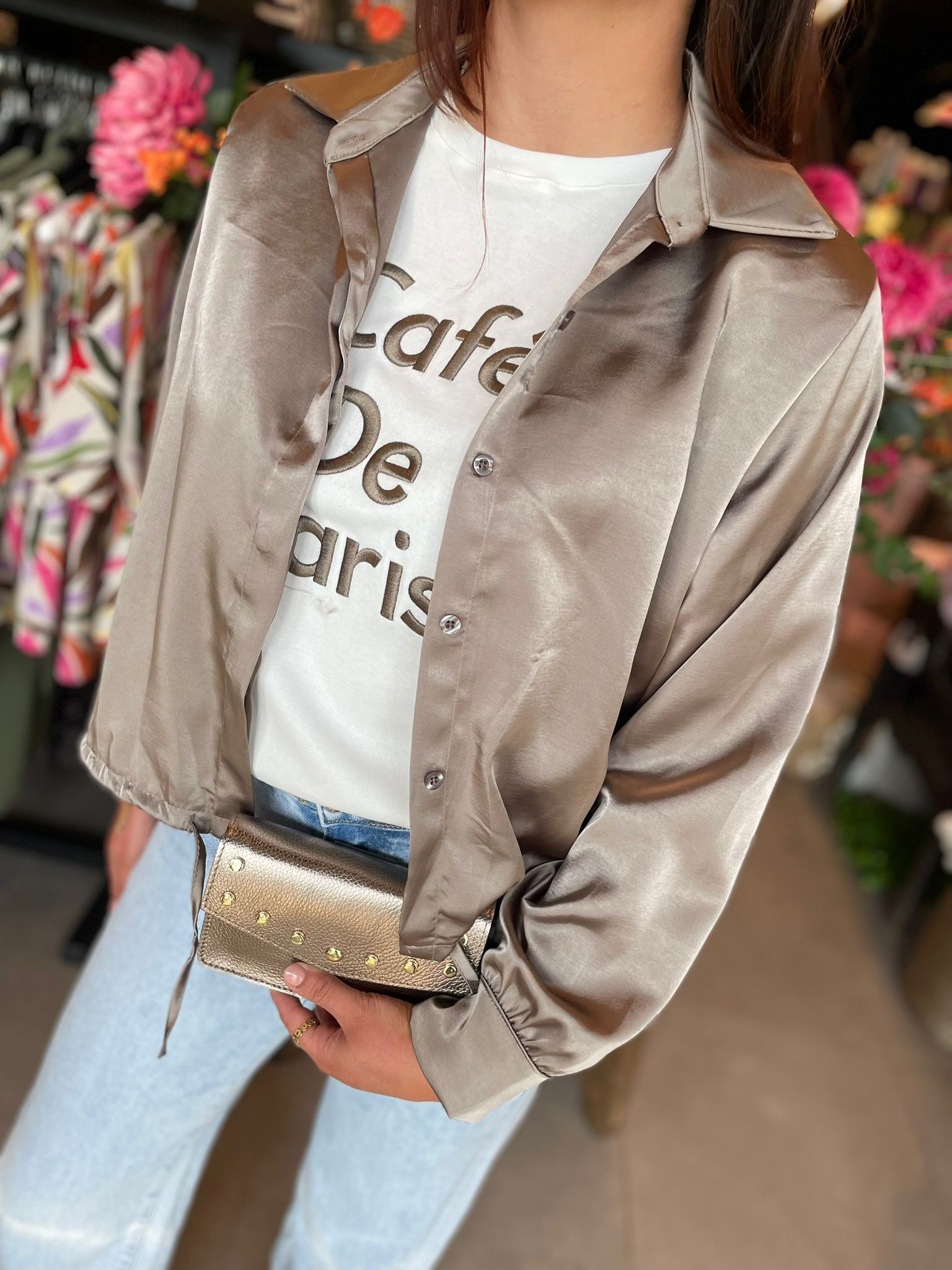 Blouse Satijn Jetty taupe