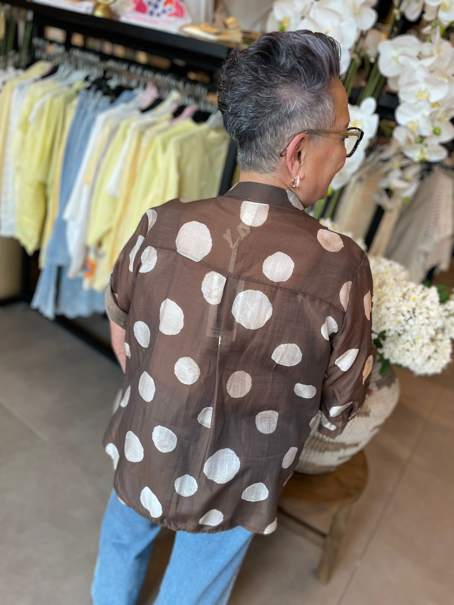 Blouse Dots bruin