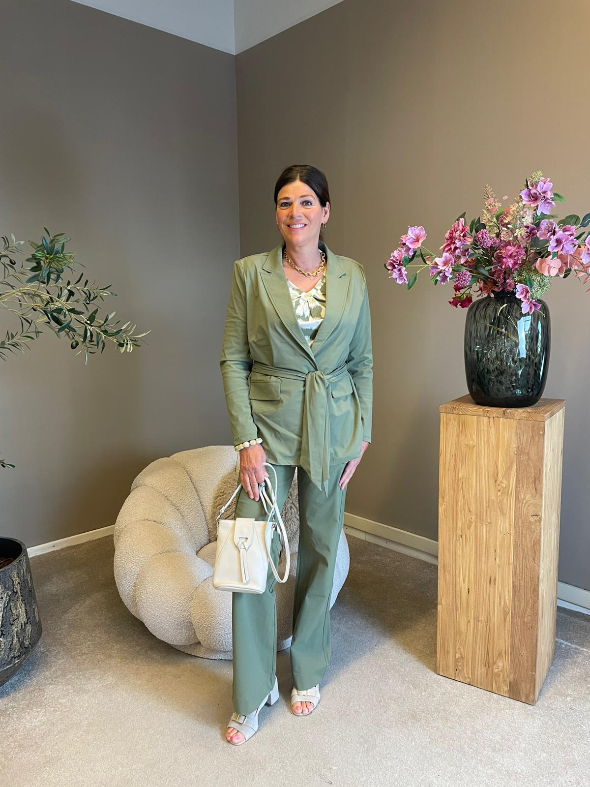 Mi Piace - travel blazer belted Olive MP202823
