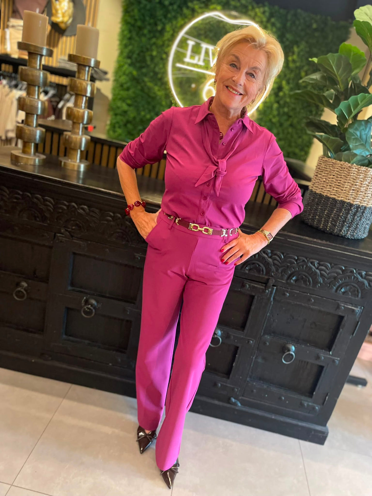 Mi Piace - Travelblouse bow magenta