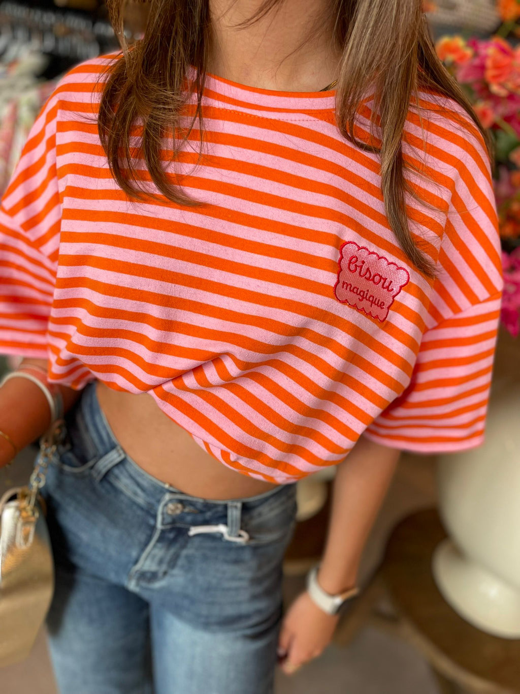 T-shirt Bisou Magique oranje/roze