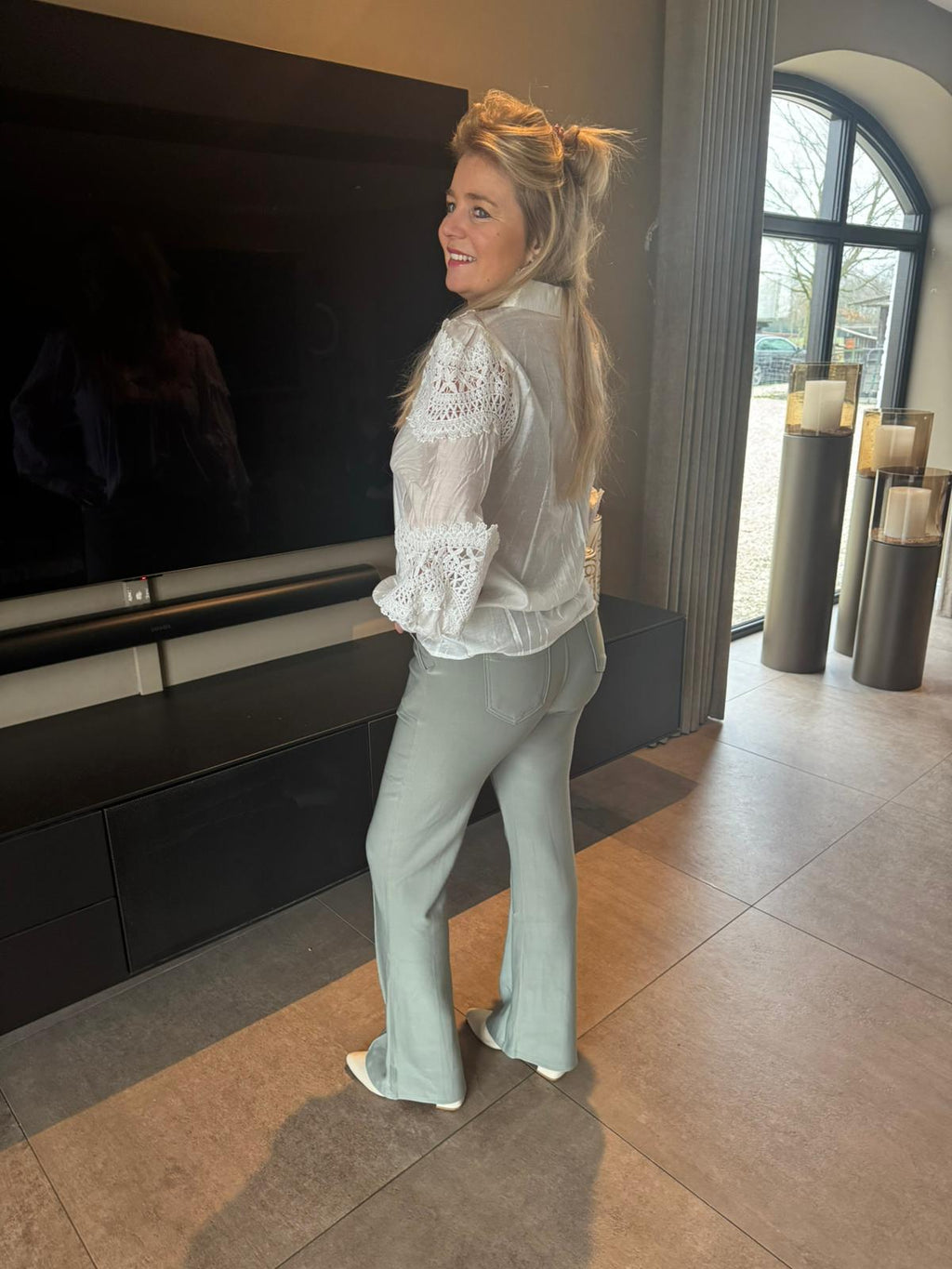 Legging met bies groen