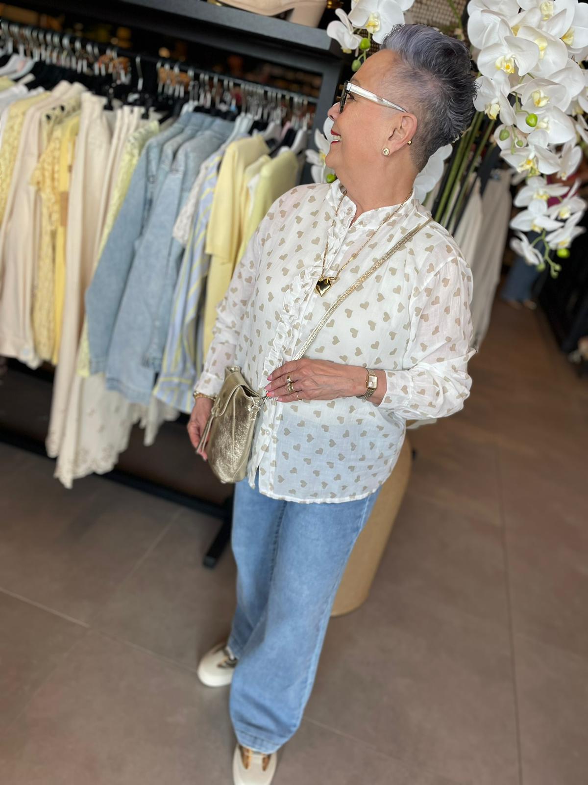 Kantoenen blouse Loes hartjes