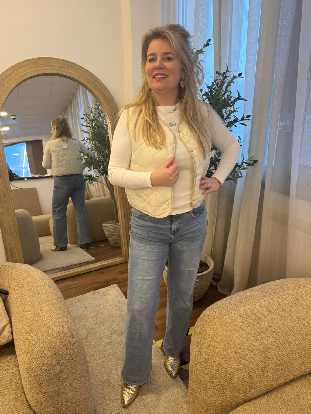 Bodywarmer/gilet Mia gebroken wit