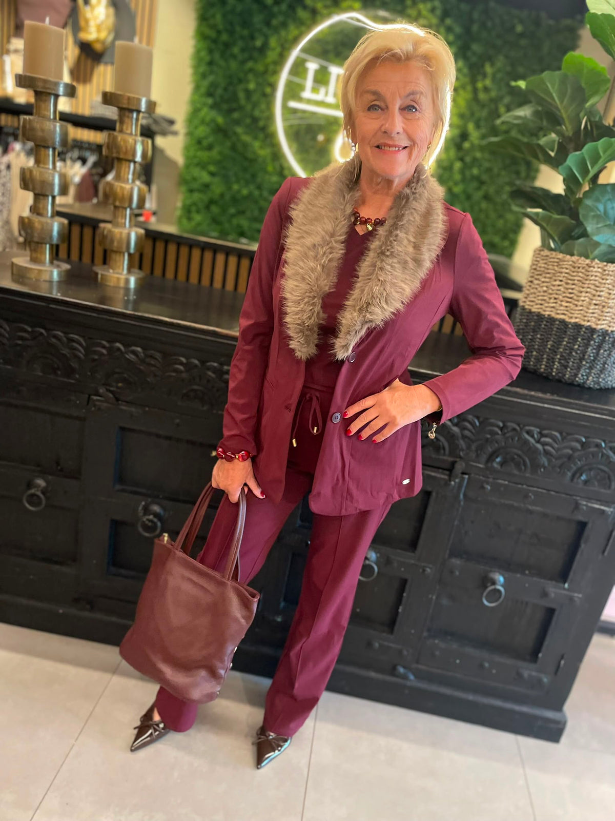 Angelle milan - Blazer lang bordeaux 1582