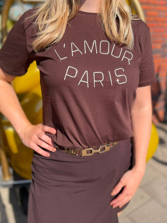 L'amour Paris shirt bruin