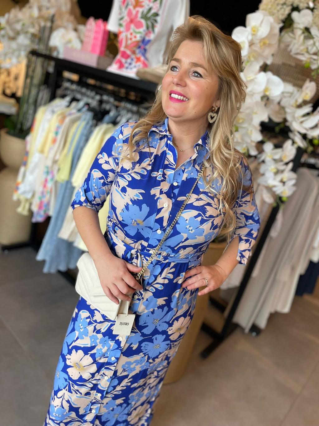 Angelle Milan jurk lang blauw