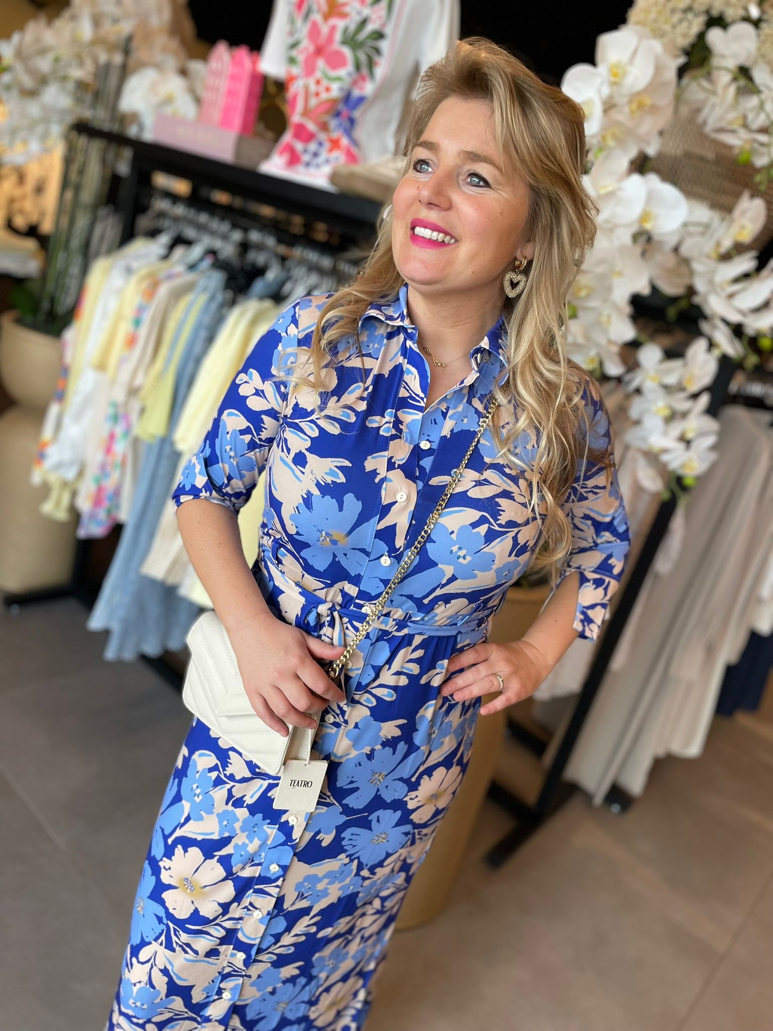 Angelle Milan jurk lang blauw
