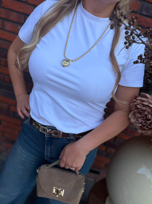 Mi Piace - Basis wit shirt