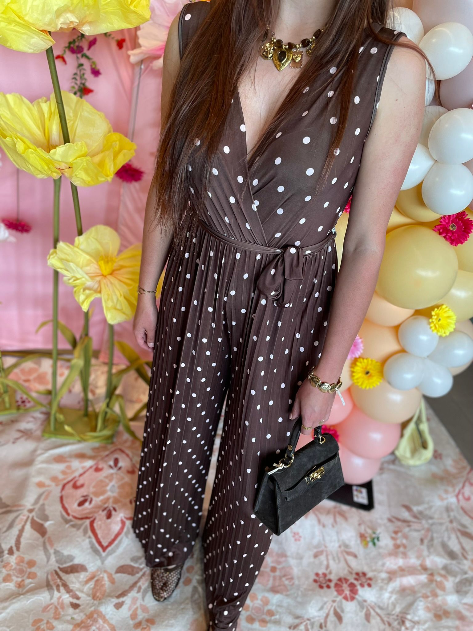Jumpsuit dots bruin