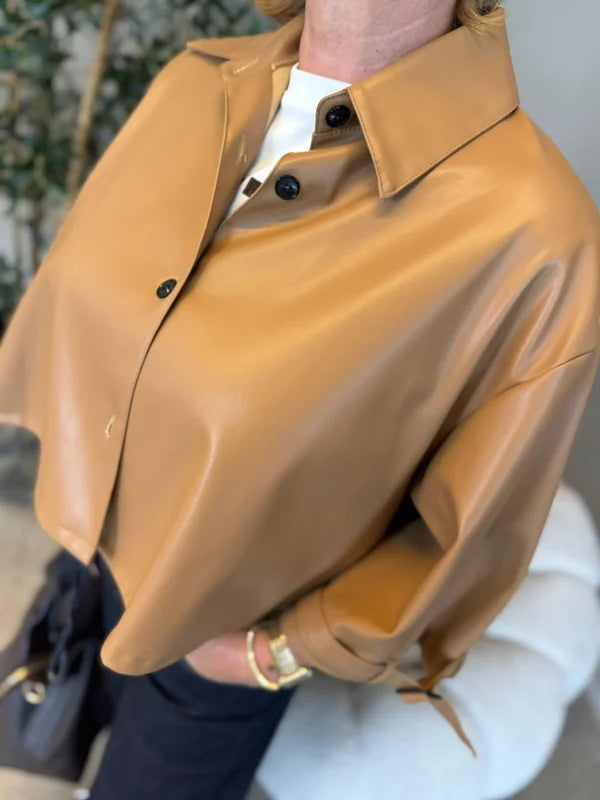Trenchcoat leer camel
