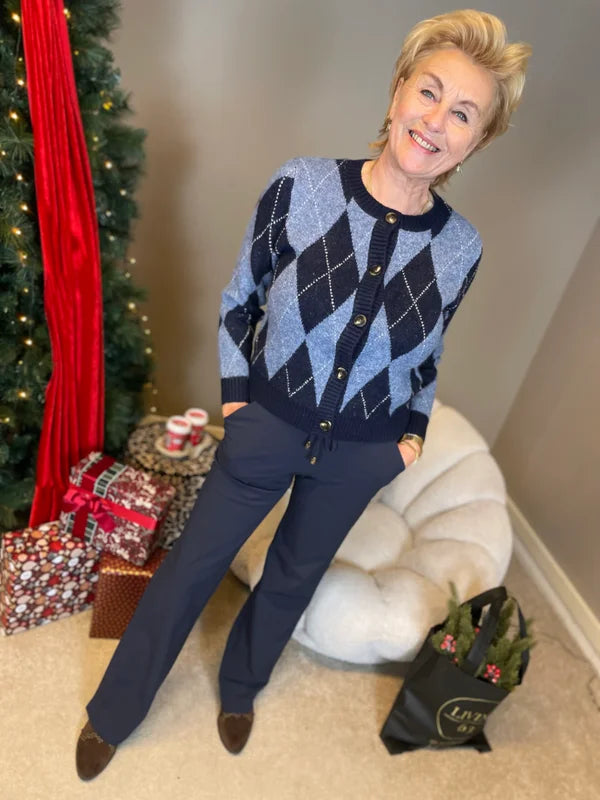 Ruit vestje donkerblauw