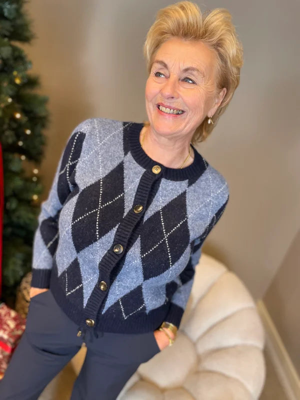 Ruit vestje donkerblauw