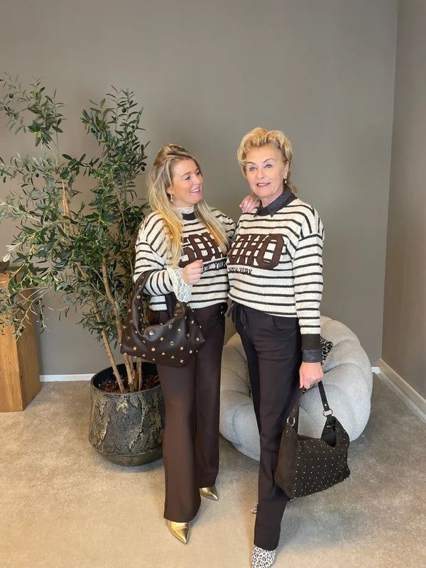 Soho trui bruin beige gestreept