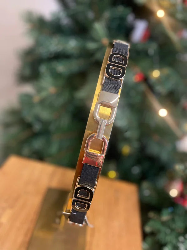 Elastische riem zwart met goud detail