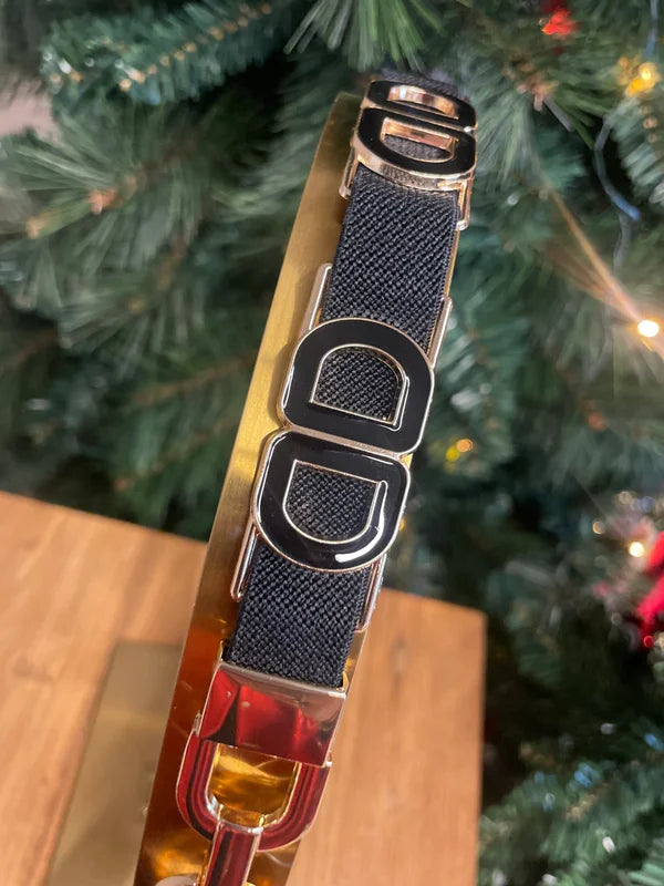 Elastische riem zwart met goud detail
