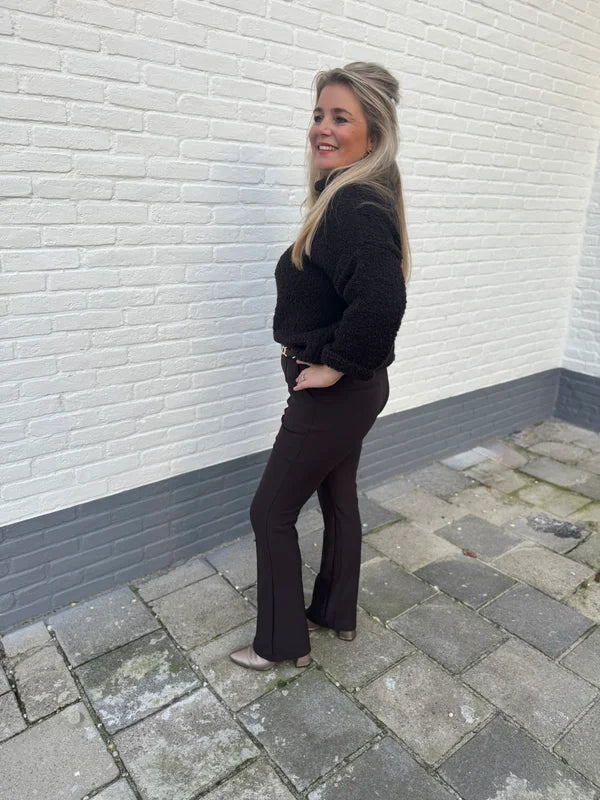 Legging met bies donkerbruin