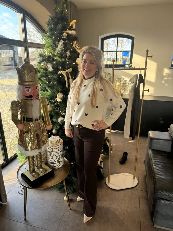 Trui Dina hartjes bruin